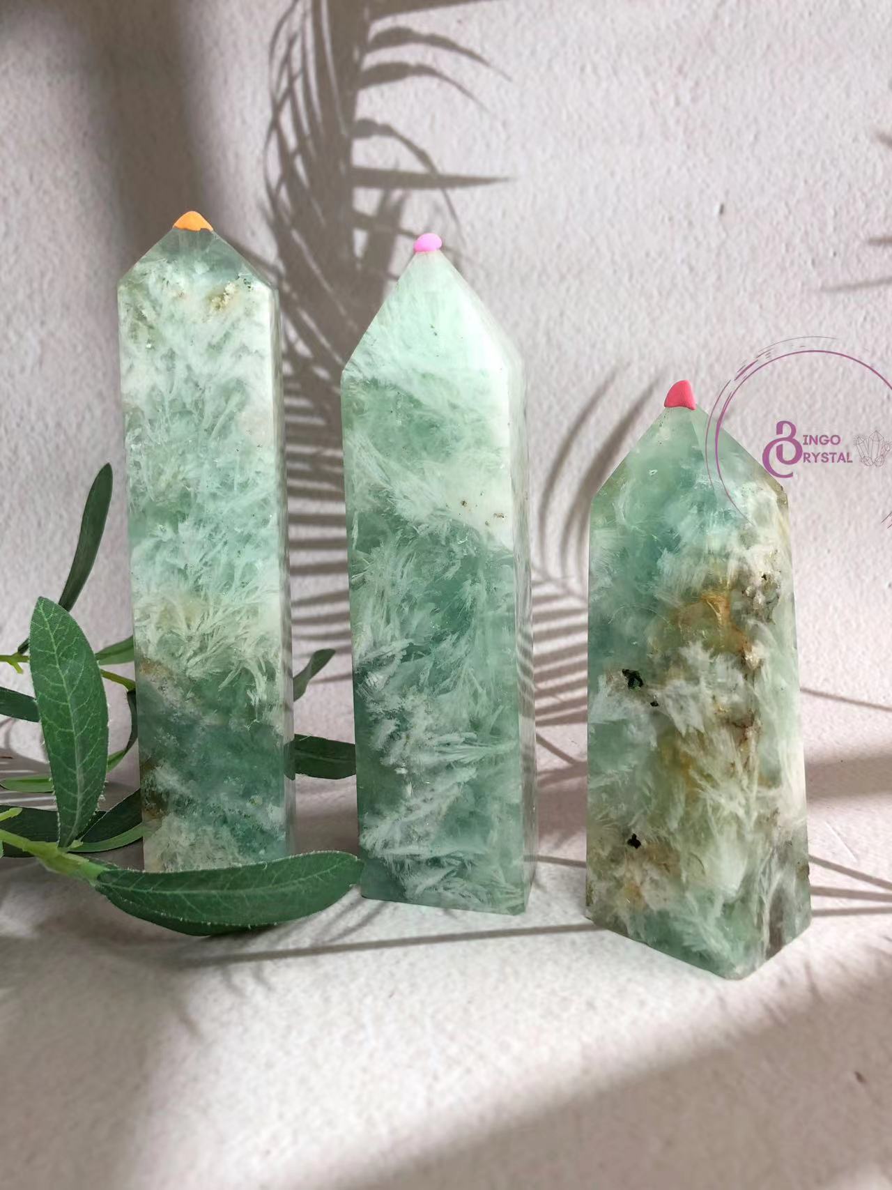 Snowflake Fluorite 10cm Towers