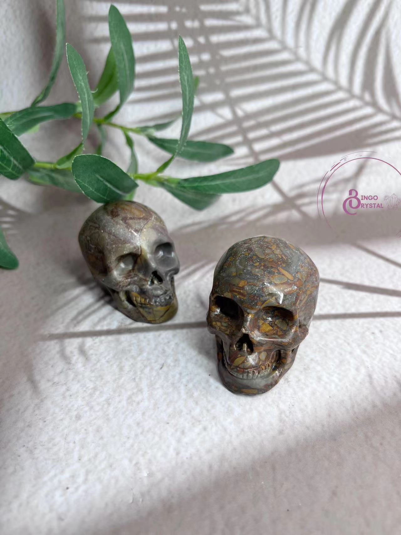 Green Bamboo Jasper Skull Carvings