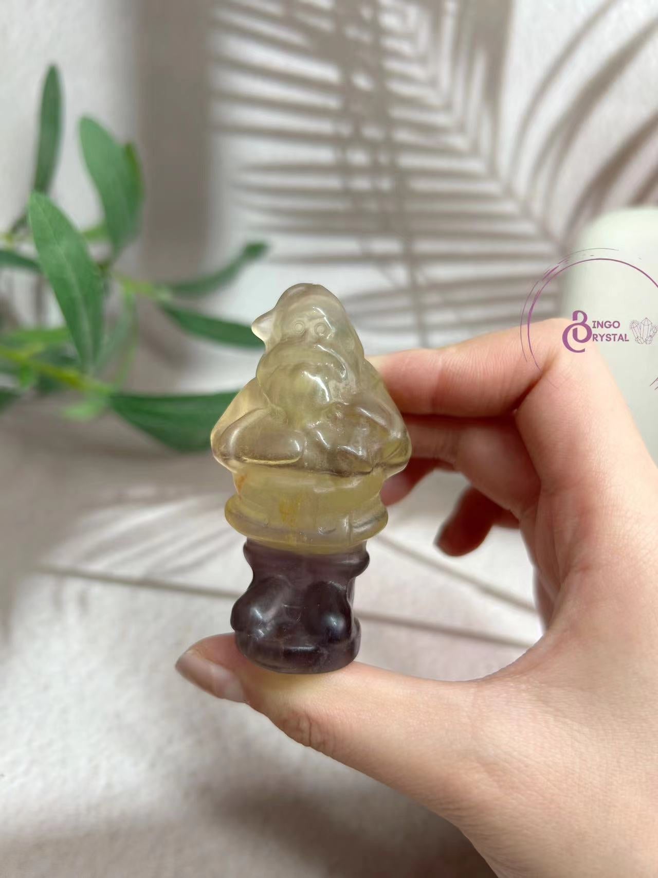 Yellow Fluorite Santa Carvings