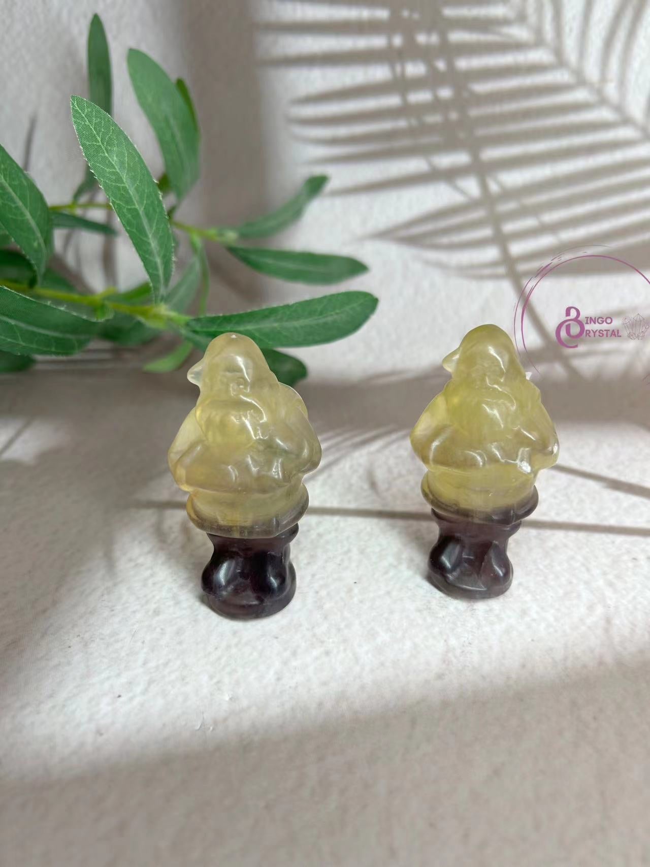 Yellow Fluorite Santa Carvings