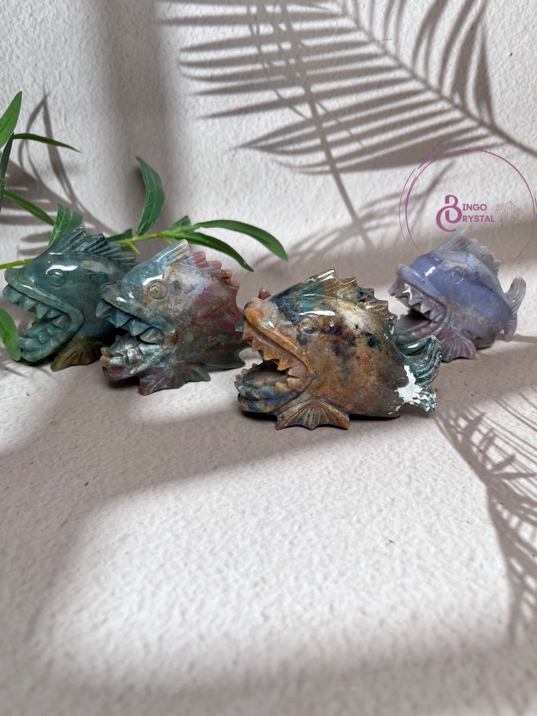 Ocean Jasper Piranha Carving