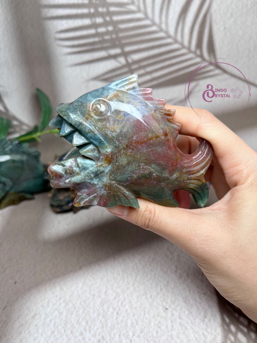 Ocean Jasper Piranha Carving