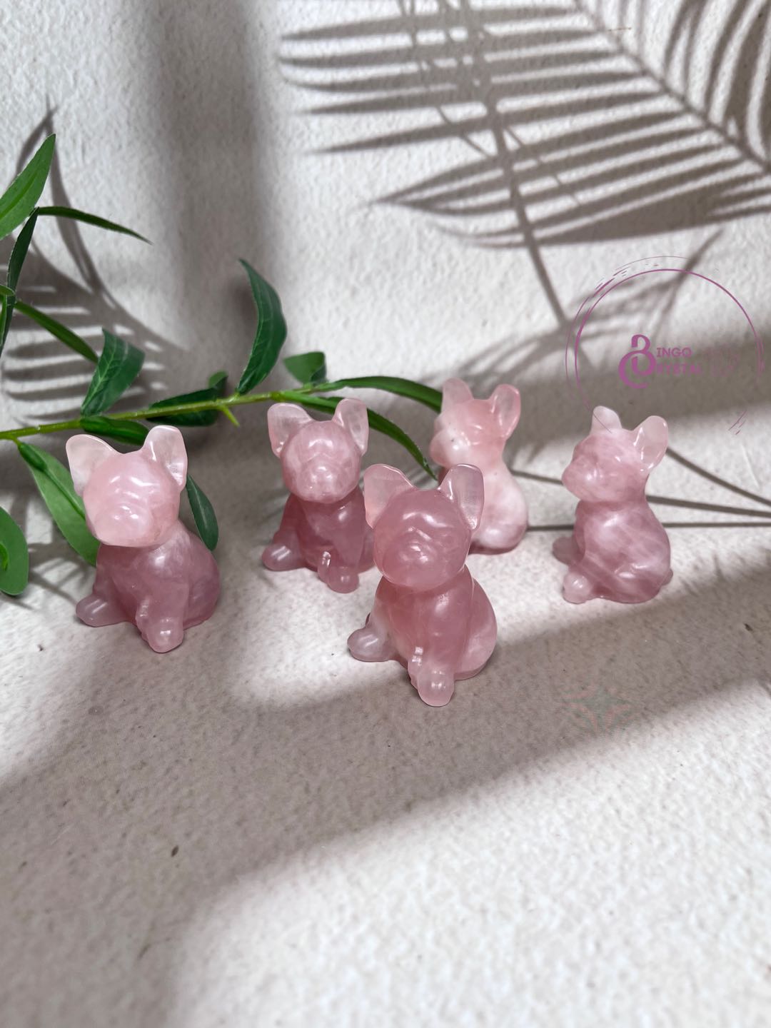 Rose Quartz Dog Carvings