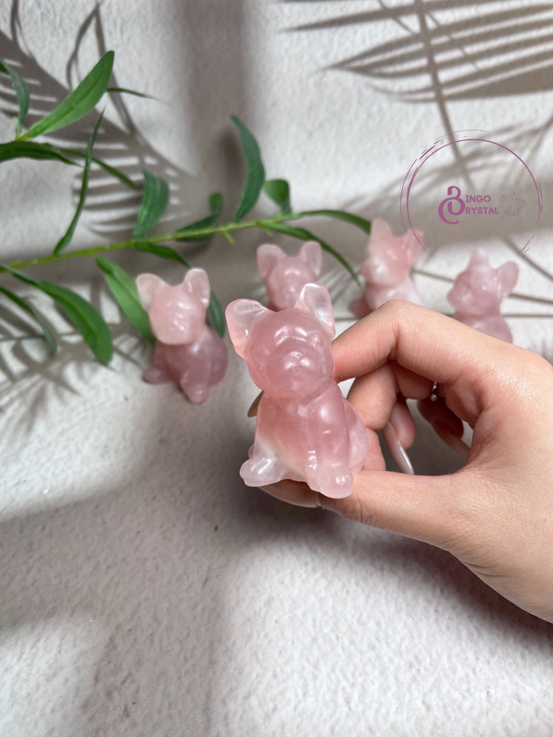 Rose Quartz Dog Carvings