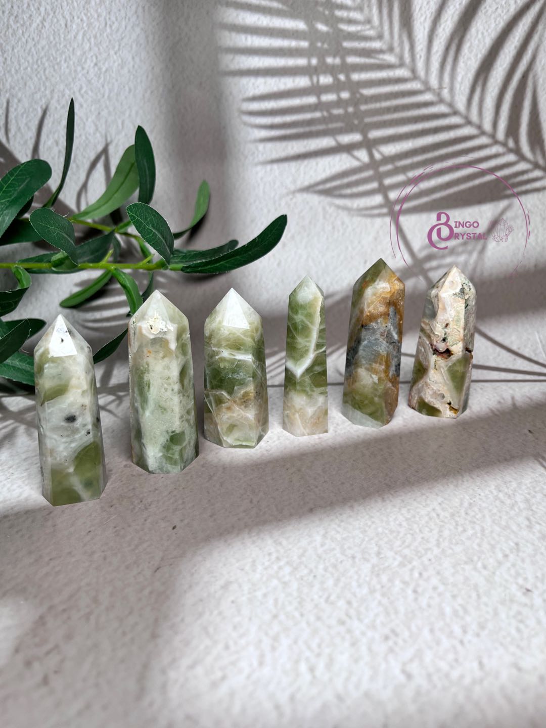 Green Flower Agate Crystal Towers 10CM