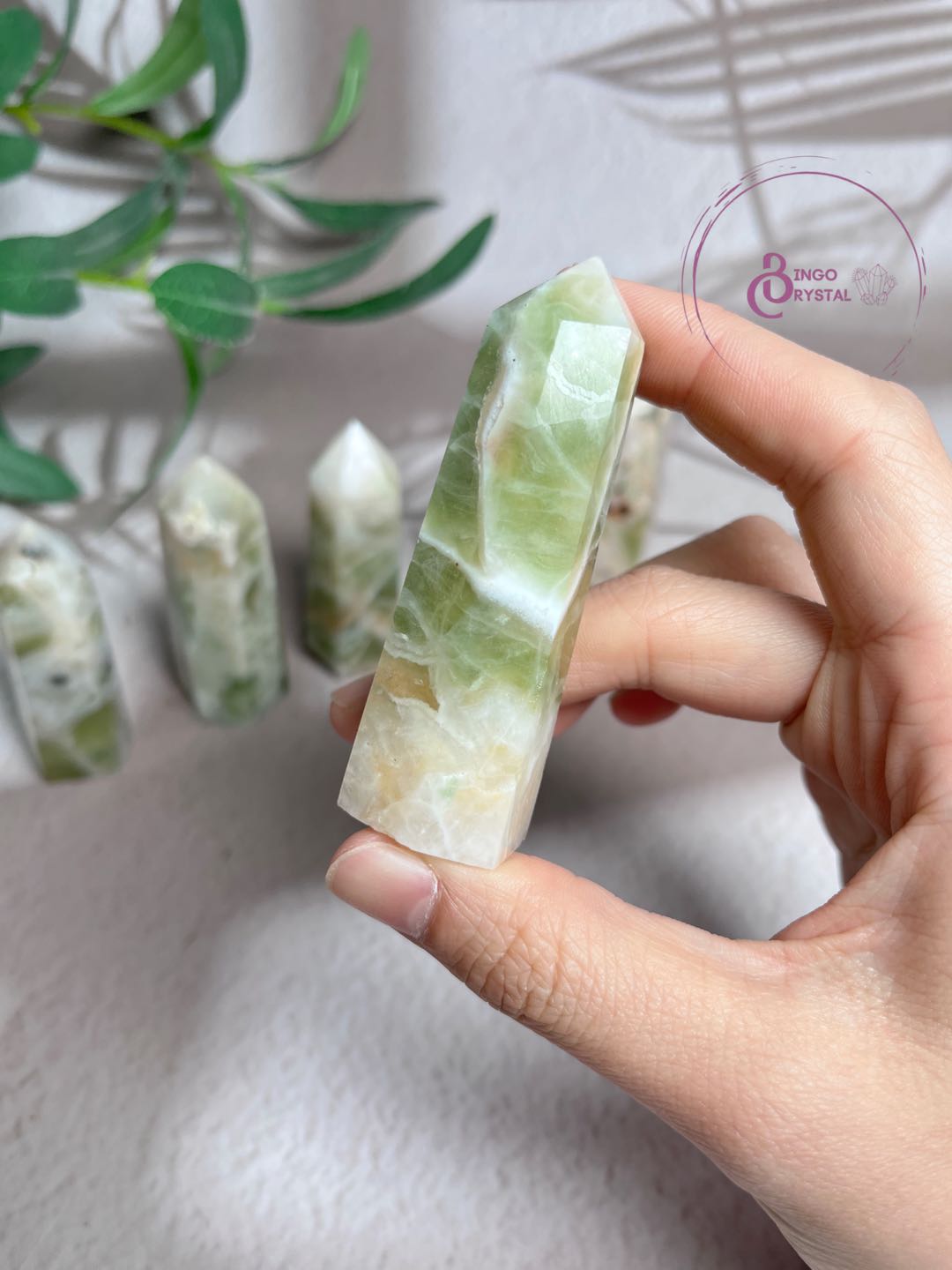 Green Flower Agate Crystal Towers 10CM