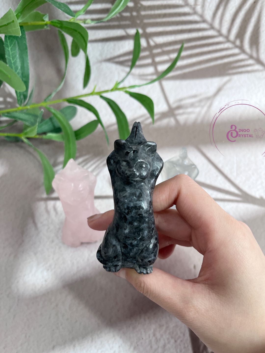 Mixed Stone Yoga Cat Carving