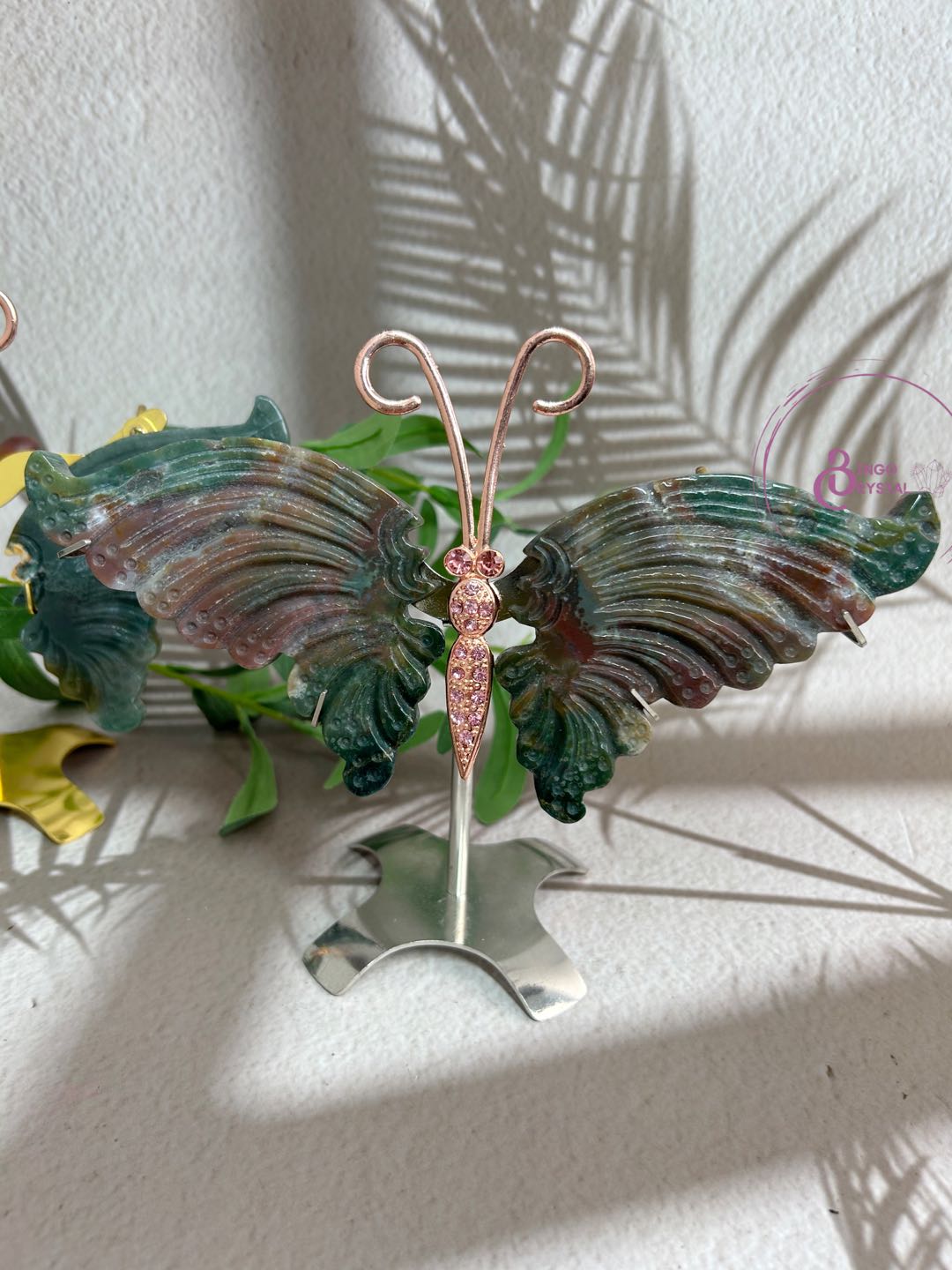 Ocean Jasper Butterfly Wings Carving (a pair)