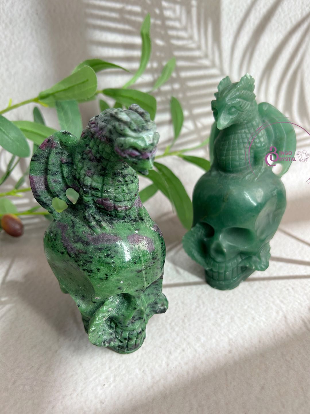 Green Aventurine Skull Carving