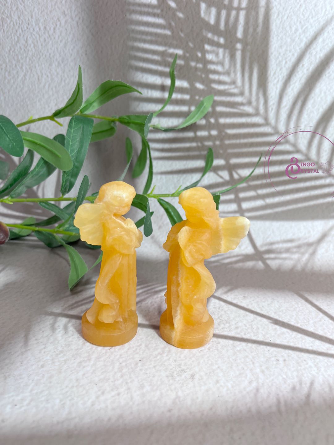 Yellow Calcite Angel Carving