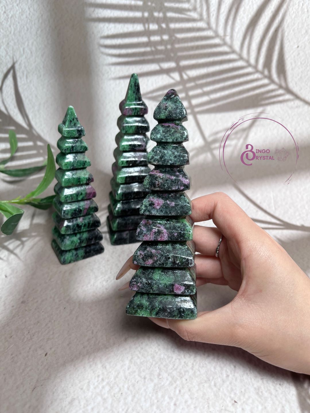 Ruby Zoisite Crystal Square Tower