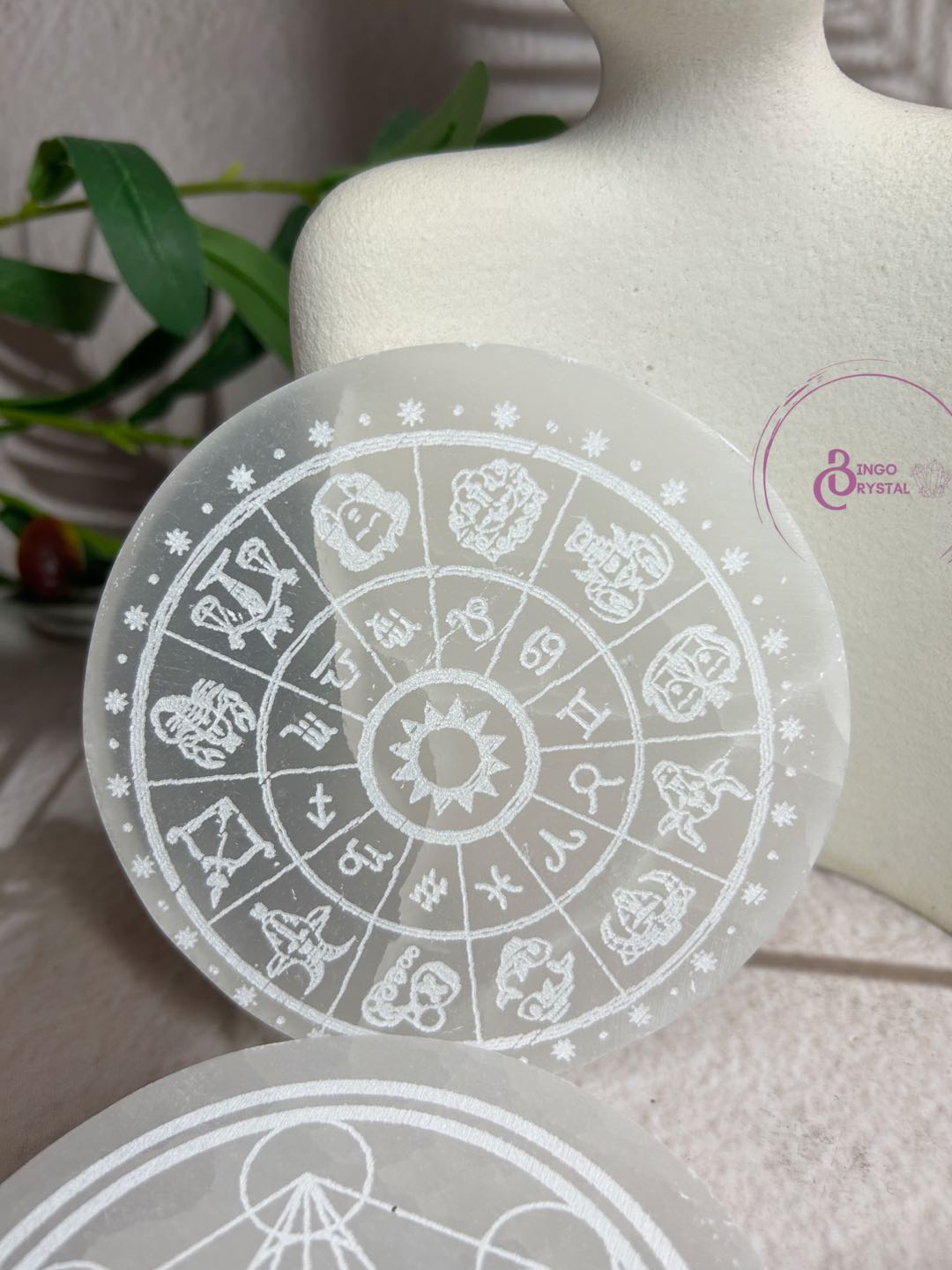 Selenite Coaster Carving