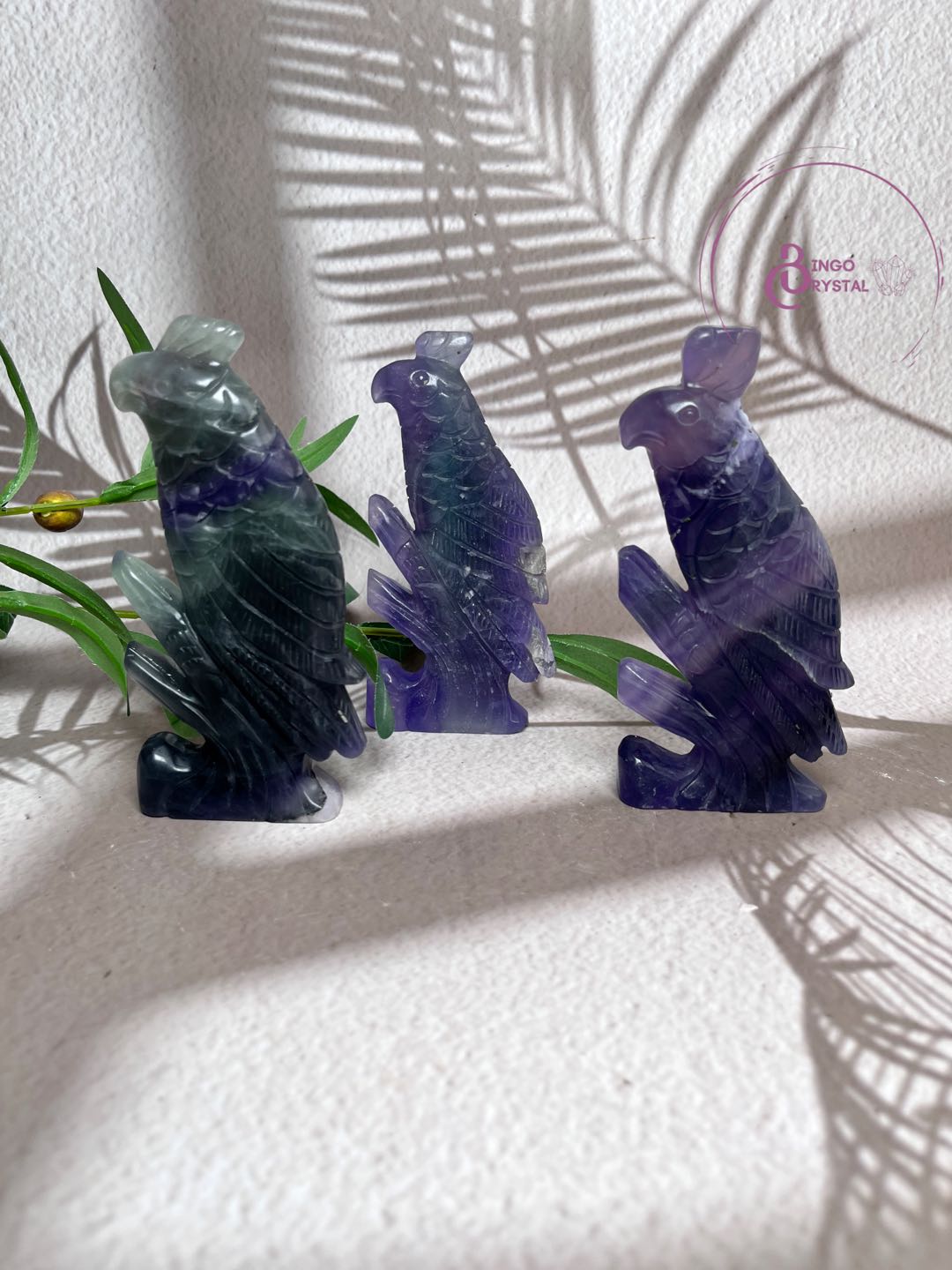 Fluorite Parrot Carvings