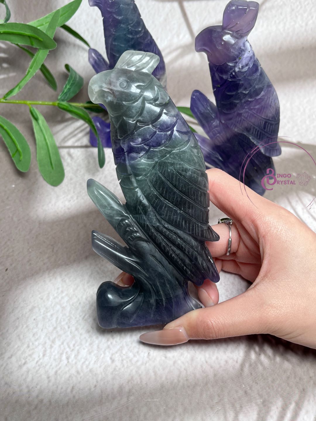 Fluorite Parrot Carvings