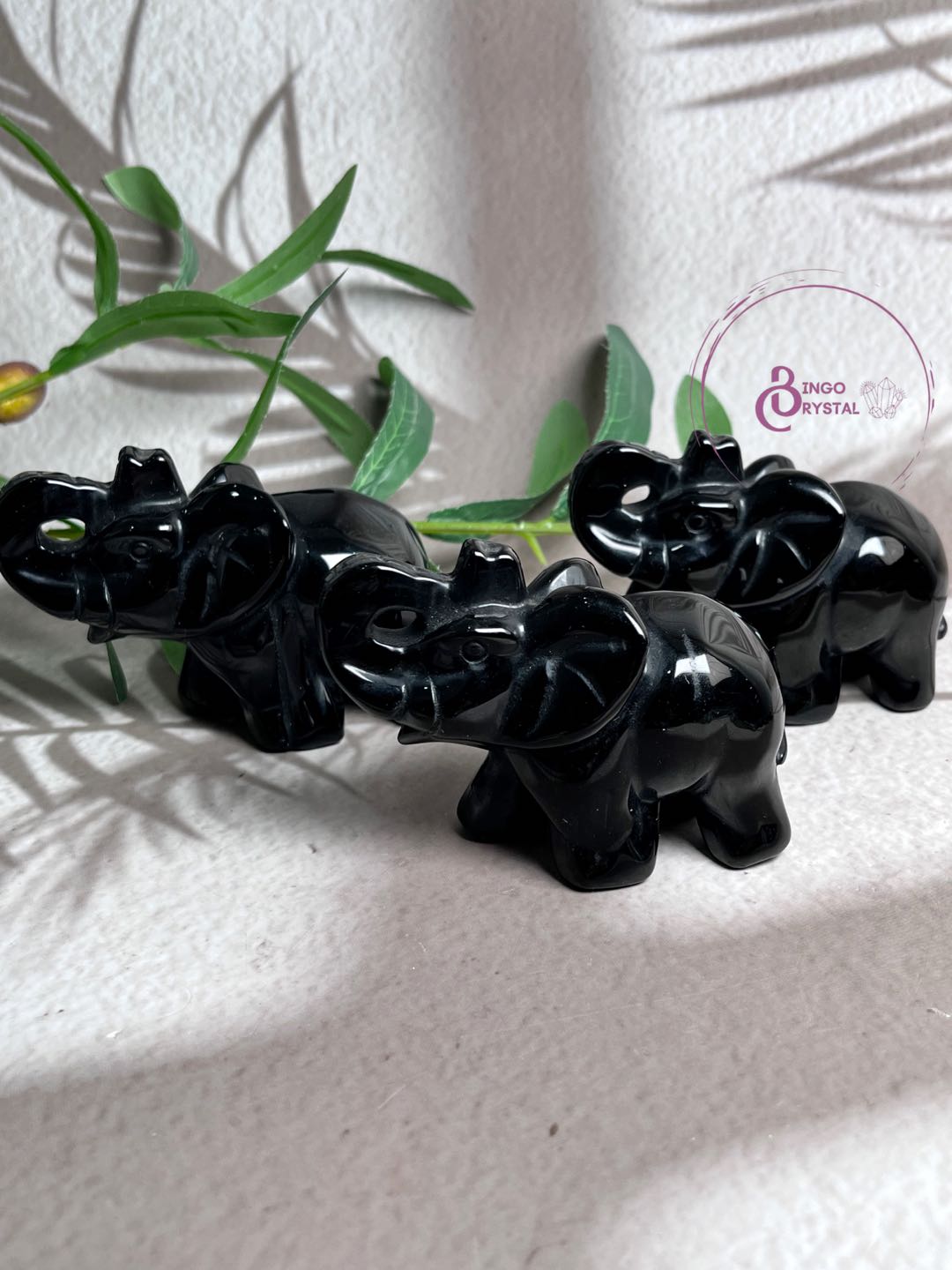 Elephant Carving (Senpentine Jade and Black Obisidian)